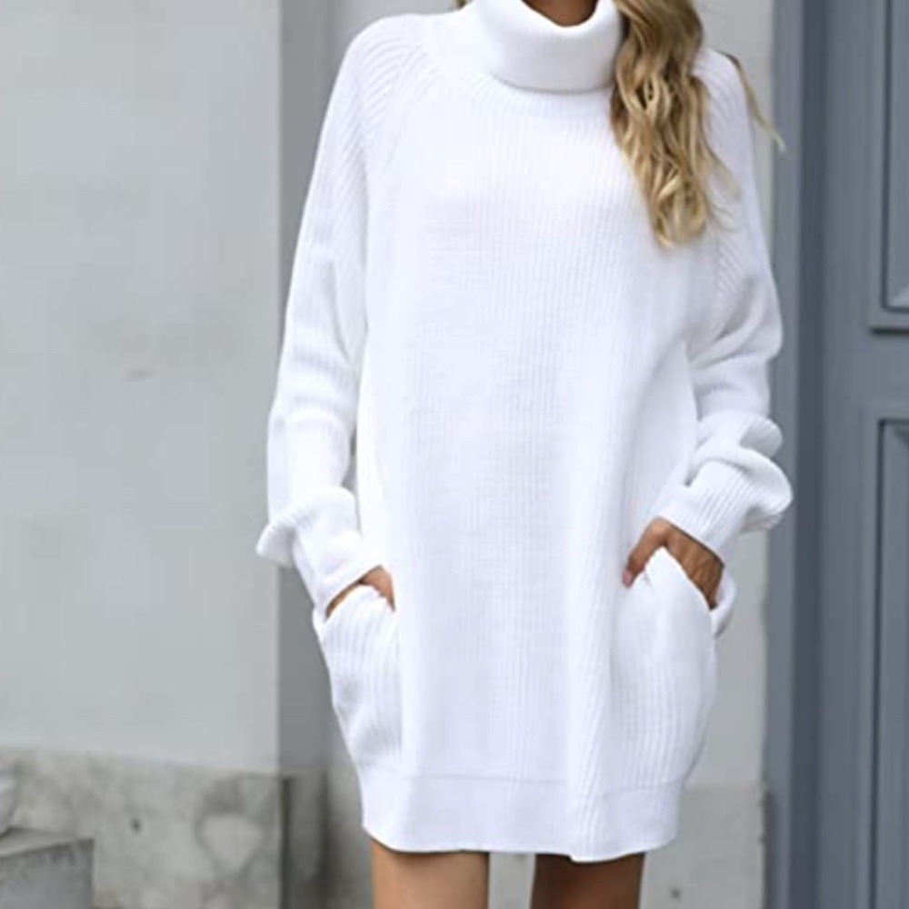 Women's Turtleneck Oversize Long Sleeve Pullover Sweater Dress